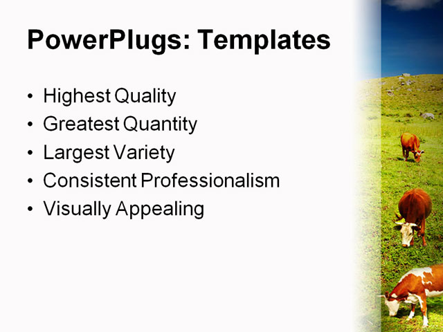 PowerPoint Template - animal, cattle, clouds - Print Slide