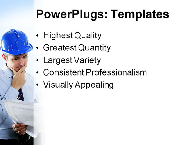 PowerPoint Template - engineer architect, two expertise team plan, hardhat - Print Slide