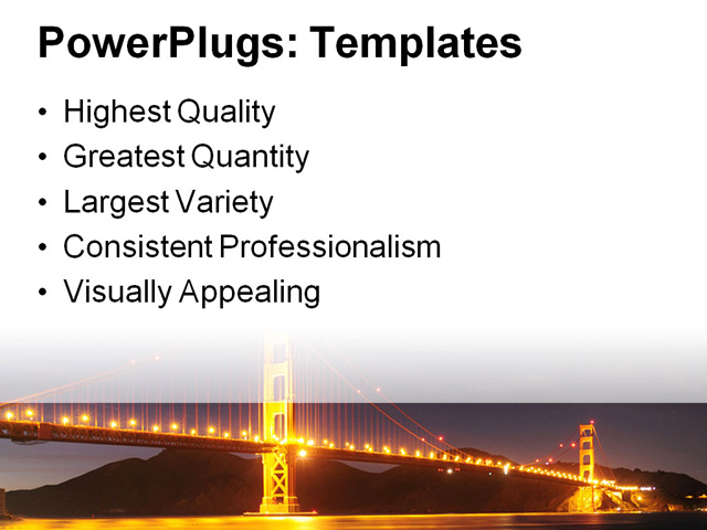 PowerPoint Template - glowing golden gate, bridge, star trails - Print Slide