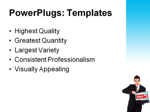 PowerPoint Template - business, man pointing, laptop - Print Slide