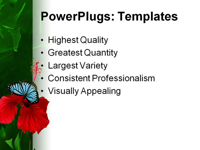 PowerPoint Template - butterfly, hibiscus, butterfly - Print Slide