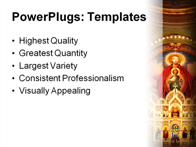 PowerPoint Template - church interior, altar, ancient - Print Slide