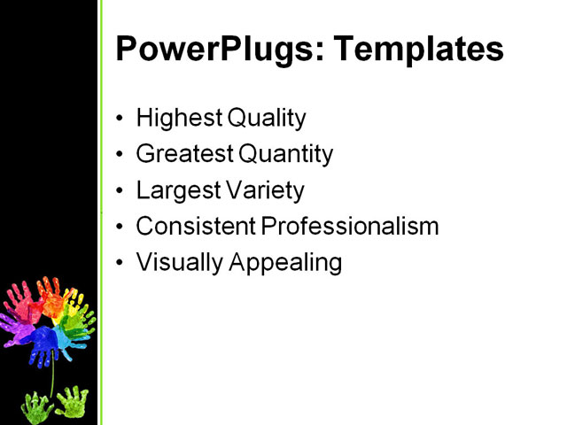 PowerPoint Template - hand print flower, art, blue - Print Slide