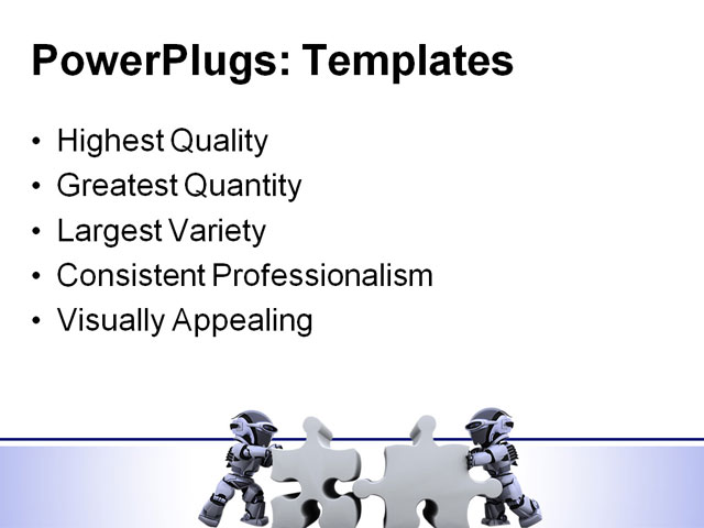 PowerPoint Template - robot solving, jigsaw puzzle, business - Print Slide