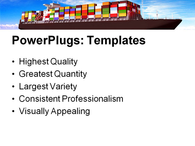 PowerPoint Template - large container ship, antwerp, boat - Print Slide