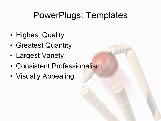 PowerPoint Template - cricket, stumps, knocked - Print Slide