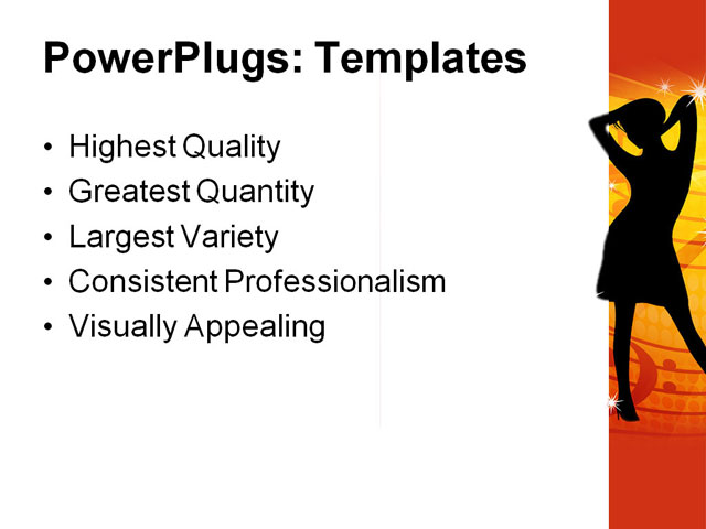 PowerPoint Template - silhouettes, beautiful dancing girls, background - Print Slide