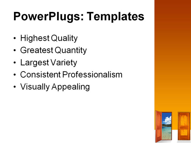 PowerPoint Template - wooden open, close door to beach, air - Print Slide