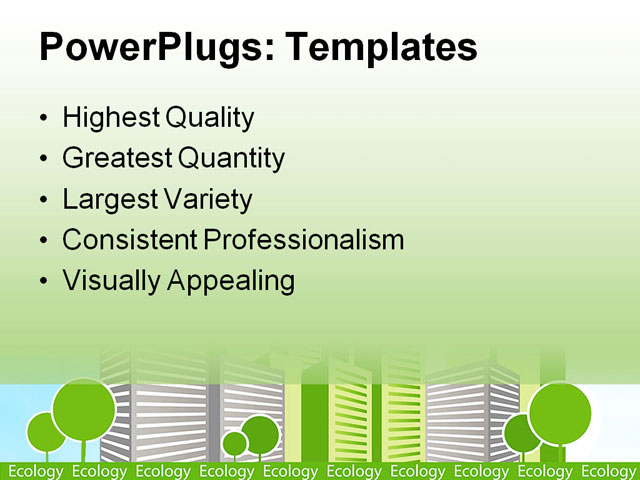 PowerPoint Template - green city, architecture, background - Print Slide