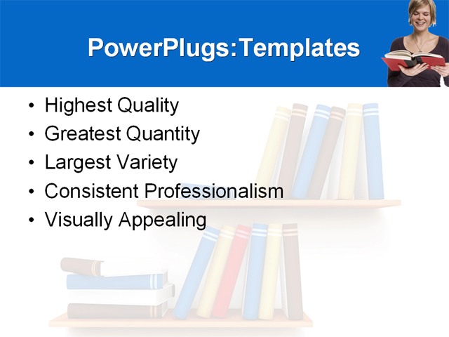 PowerPoint Template - books, bookshelf, college - Print Slide