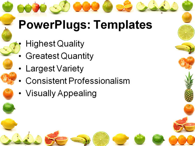 PowerPoint Template - fruit border, apple, assorted - Print Slide