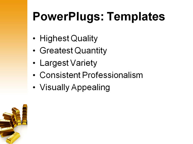 PowerPoint Template - gold bars, bank, banking - Print Slide