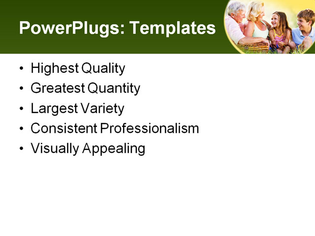 PowerPoint Template - grandparents having a picnic, grandchildren, talking - Print Slide