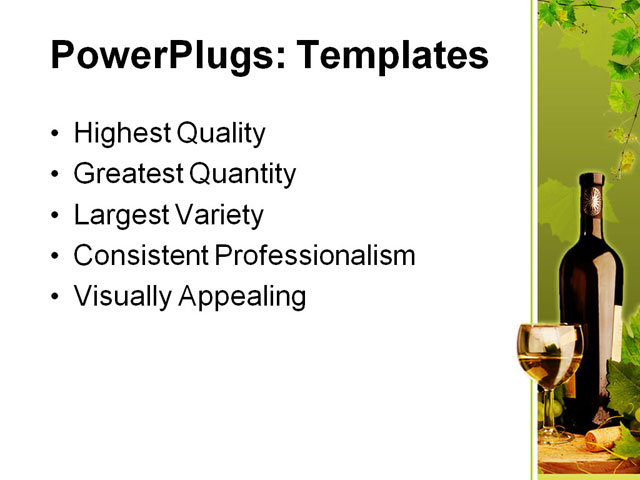 PowerPoint Template - white, wine, grapevine - Print Slide