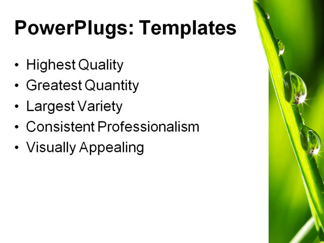 PowerPoint Template - grass, drops, environment - Print Slide
