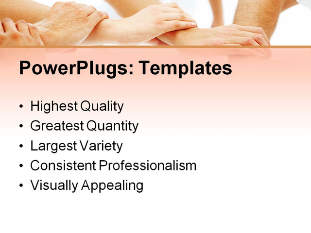 PowerPoint Template - mixed hands linked, together in unity, adult - Print Slide