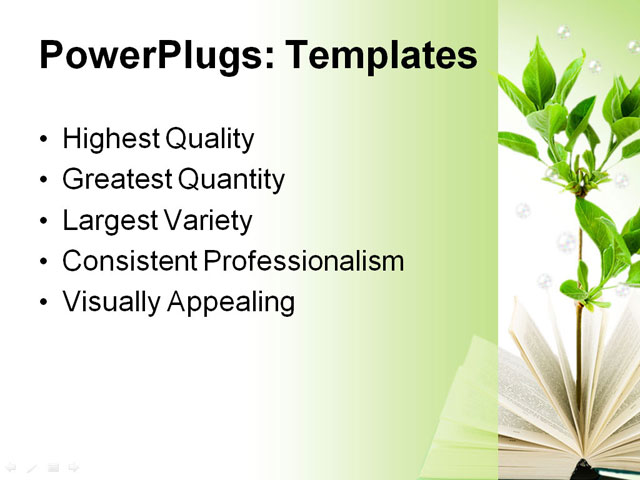 PowerPoint Template - book and plant, abstract, achievement - Print Slide
