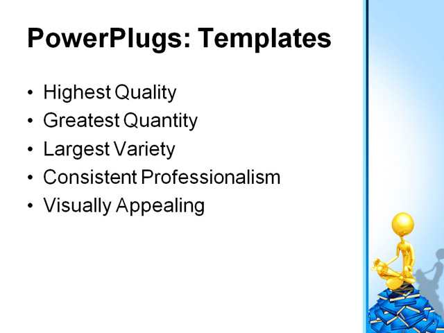 PowerPoint Template - gold guy, meditating, pile - Print Slide