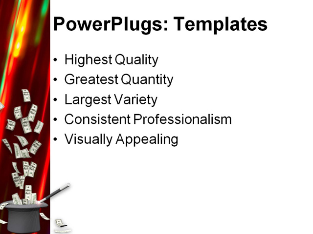 PowerPoint Template - magic wand, money, bank - Print Slide