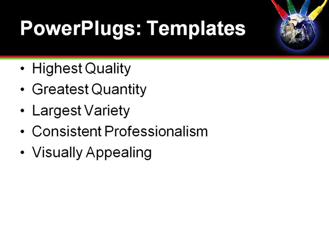 PowerPoint Template - colored network cables, wired to the earth, globe - Print Slide