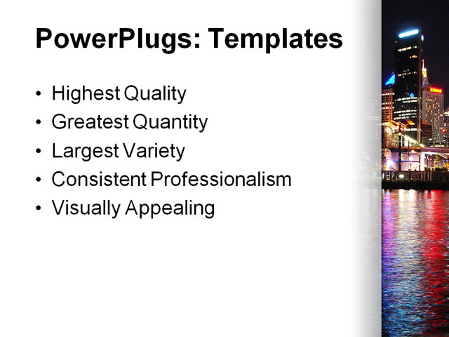 PowerPoint Template - city, lights, buildings - Print Slide