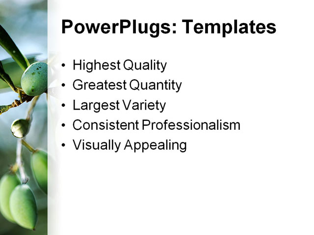 PowerPoint Template - olive branch, background, branch - Print Slide