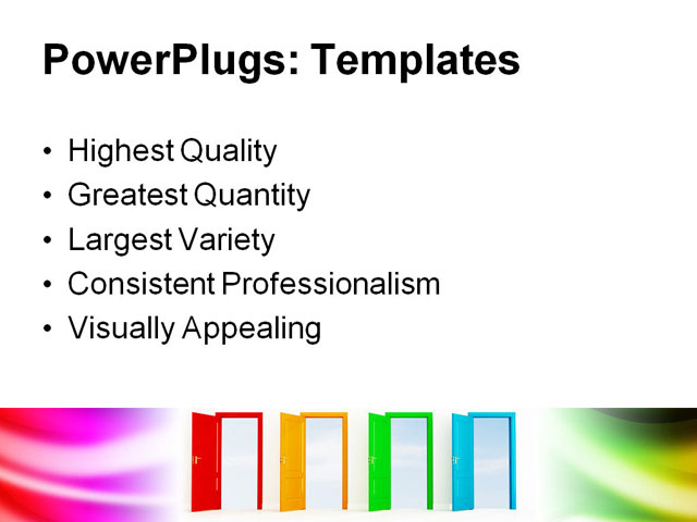 PowerPoint Template - four colored, open door, accessibility - Print Slide