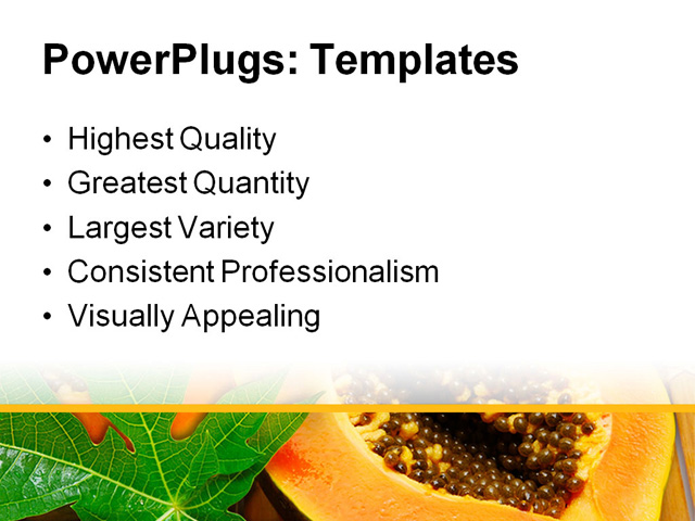 PowerPoint Template - fresh papaya, leaf, background - Print Slide