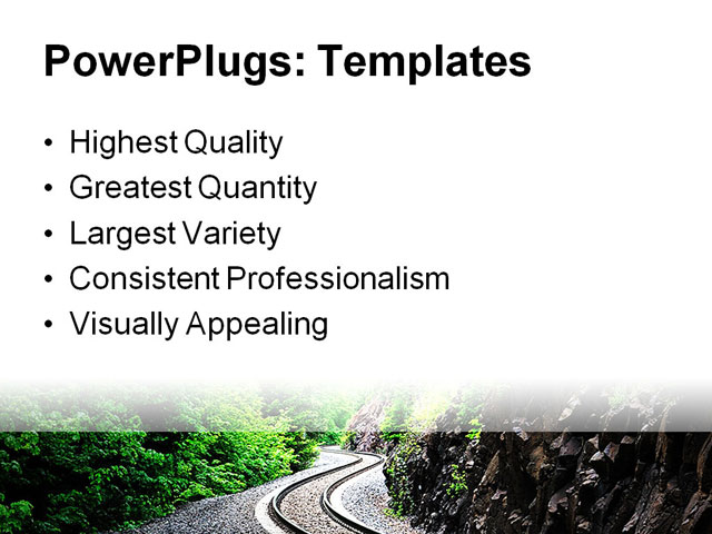 PowerPoint Template - curving railroad tracks, angle, bare - Print Slide