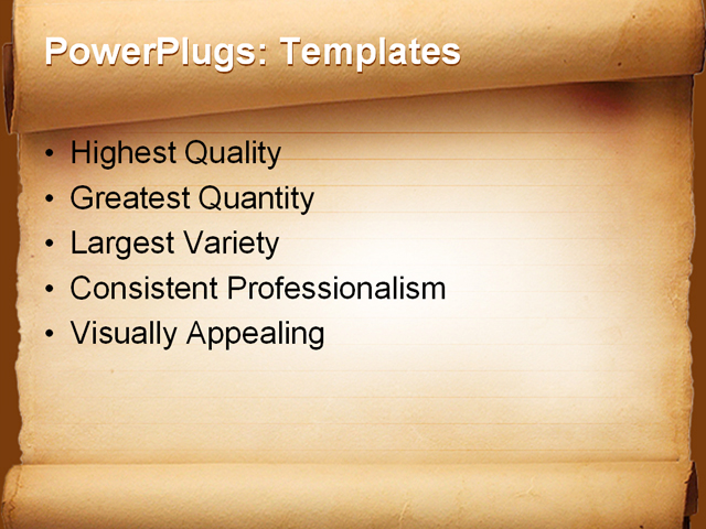 PowerPoint Template - scroll paper, education, brown - Print Slide