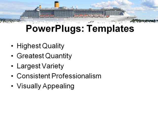 PowerPoint Template - blue, boat, clouds - Print Slide