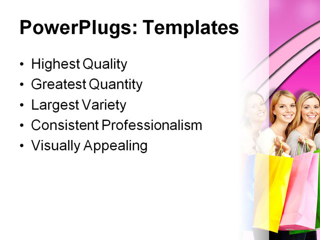 PowerPoint Template - shopping women, background, beautiful - Print Slide