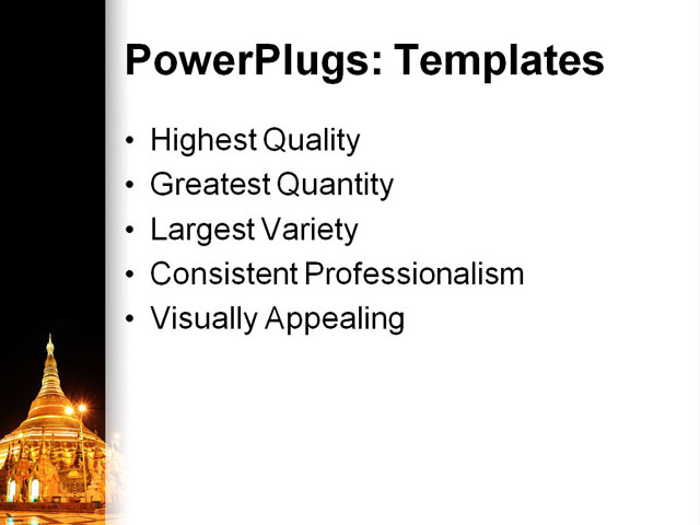 PowerPoint Template - shwedagon pagoda, at night, yangon - Print Slide