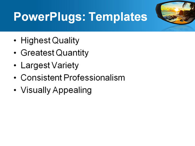 PowerPoint Template - sunglasses and seascape reflection, background, beach - Print Slide