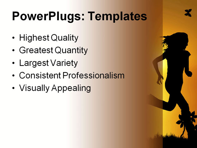 PowerPoint Template - sunset joggers, active, athletes - Print Slide