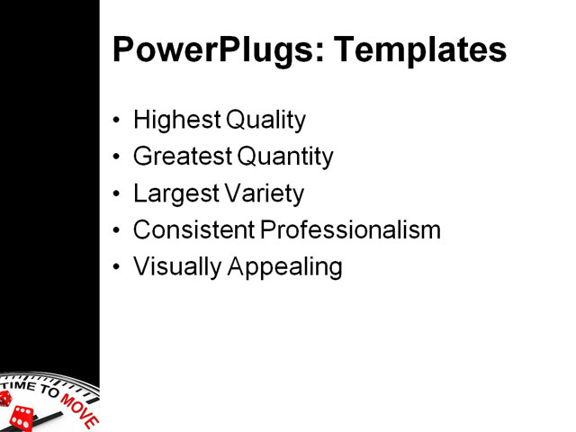 PowerPoint Template - time to move, clock, act - Print Slide