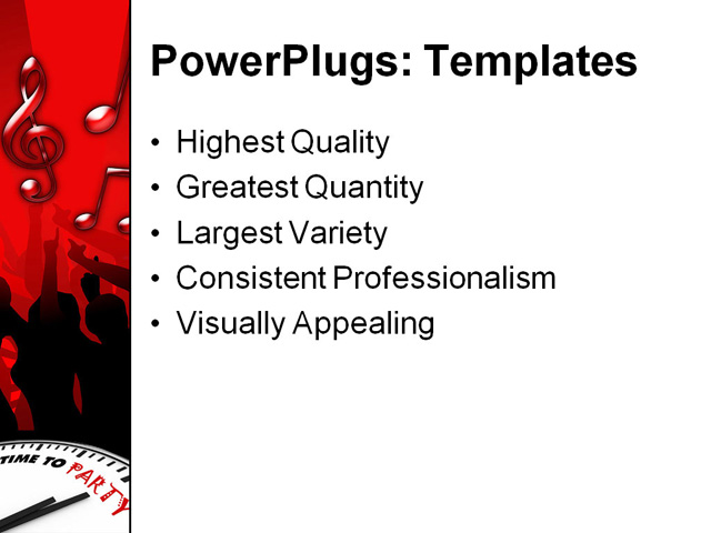 PowerPoint Template - time to party, clock, celebration - Print Slide