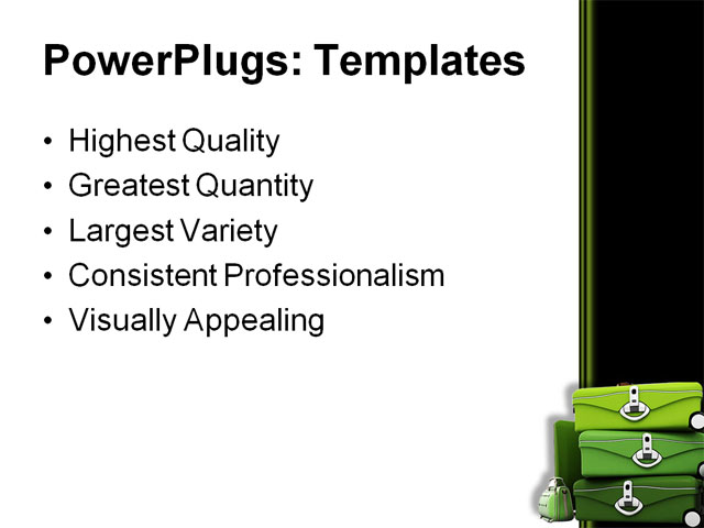 PowerPoint Template - elegant green, baggage, bag - Print Slide