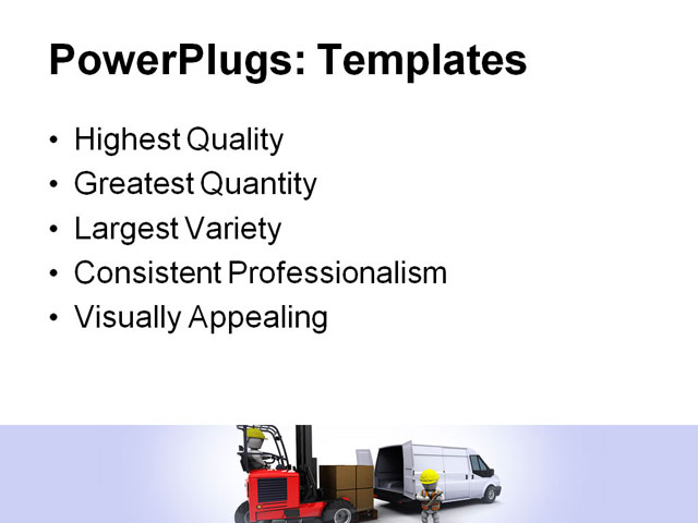 PowerPoint Template - man in forklift truck loading a van, box, cargo - Print Slide