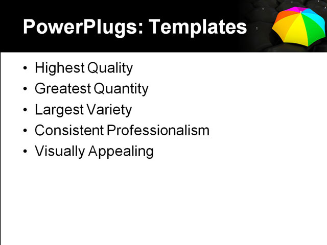 PowerPoint Template - color umbrella, accessory, backgrounds - Print Slide