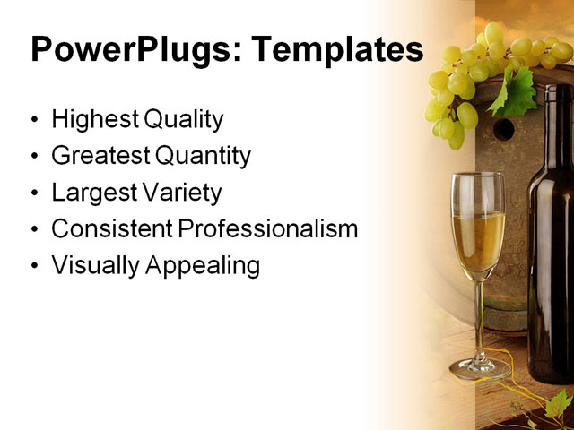 PowerPoint Template - wine, vineyard, sunset - Print Slide
