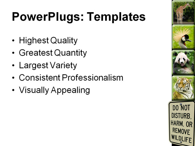 PowerPoint Template - wildlife sign, animal, disturb - Print Slide