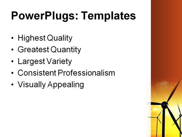 PowerPoint Template - wind turbines in sunset, alpha, clouds - Print Slide